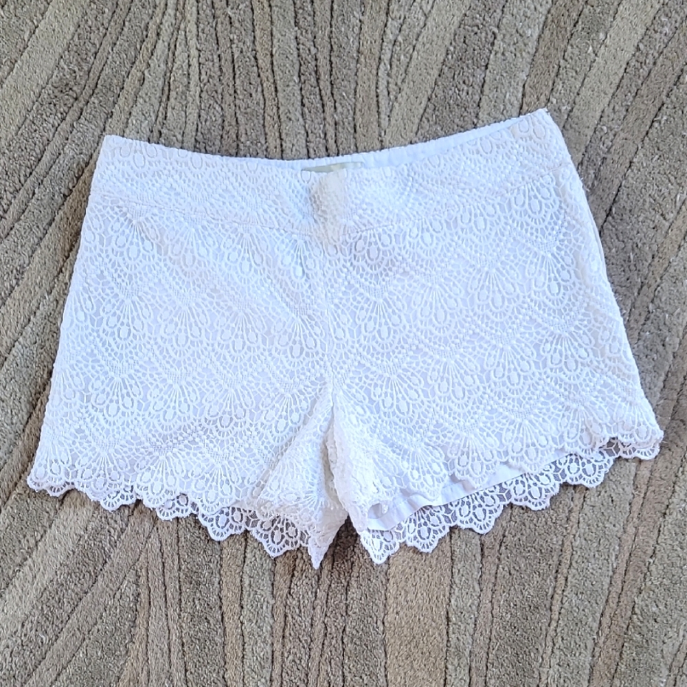Anthropologie Elevenses White Lace Shorts Size 8 NWOT